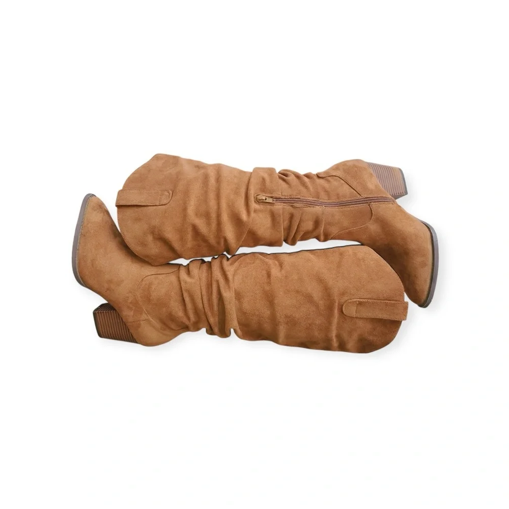 My Soft Suede Tan Knee-High Boots - Picture 5 of 12